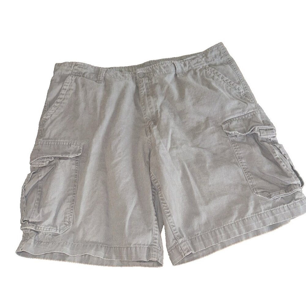 Men's Gray Faded Glory Cargo 42 Shorts 10" Inseam Cotton